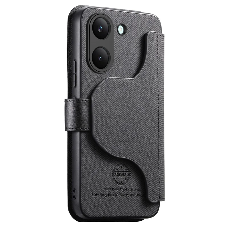 För Xiaomi Poco X8 Pro 5G Magnetisk Skal RFID-skydd Avtagbar Plånbok Ställbar Skinnklädsel Tygstruktur - Svart