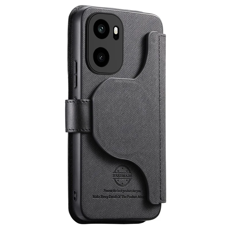 För OnePlus Ace 6 5G Magnetisk Skal RFID-blockering Avtagbar Plånbok Ställfunktion Tygstruktur Läderskydd - Svart