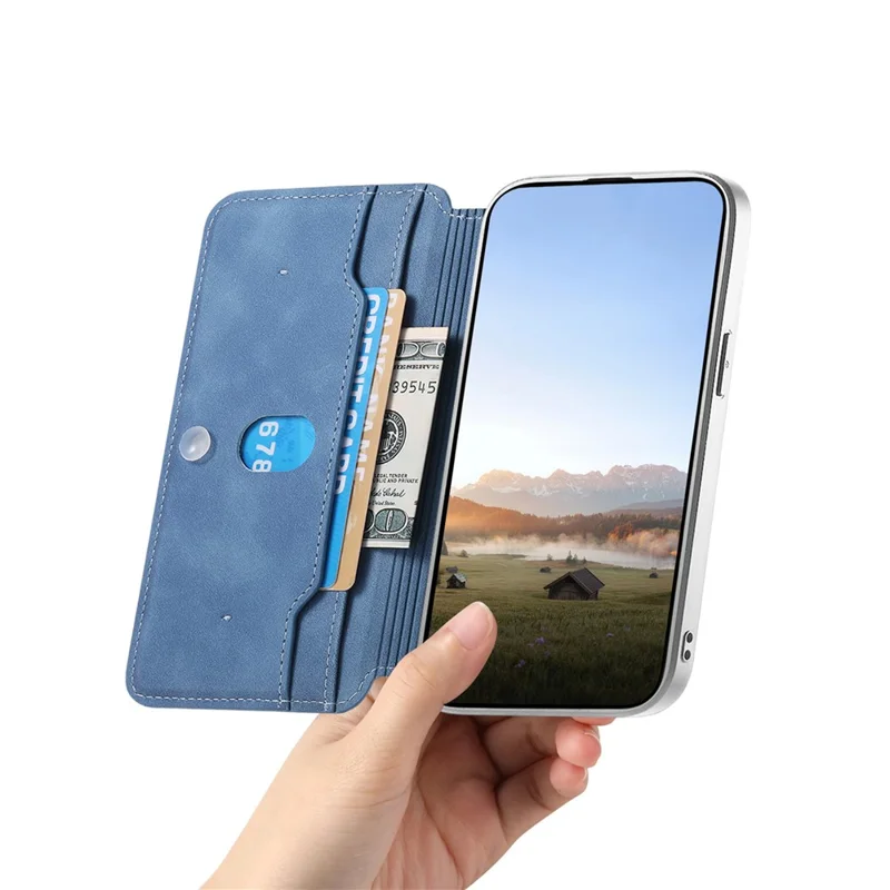 For Samsung Galaxy A37 5G Leather Case Cross Texture Detachable Magnetic Phone Cover Wallet Stand - Blue