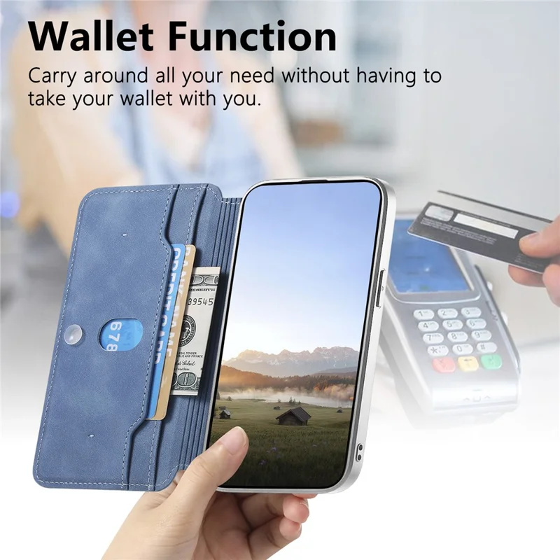 For Samsung Galaxy A37 5G Leather Case Cross Texture Detachable Magnetic Phone Cover Wallet Stand - Blue