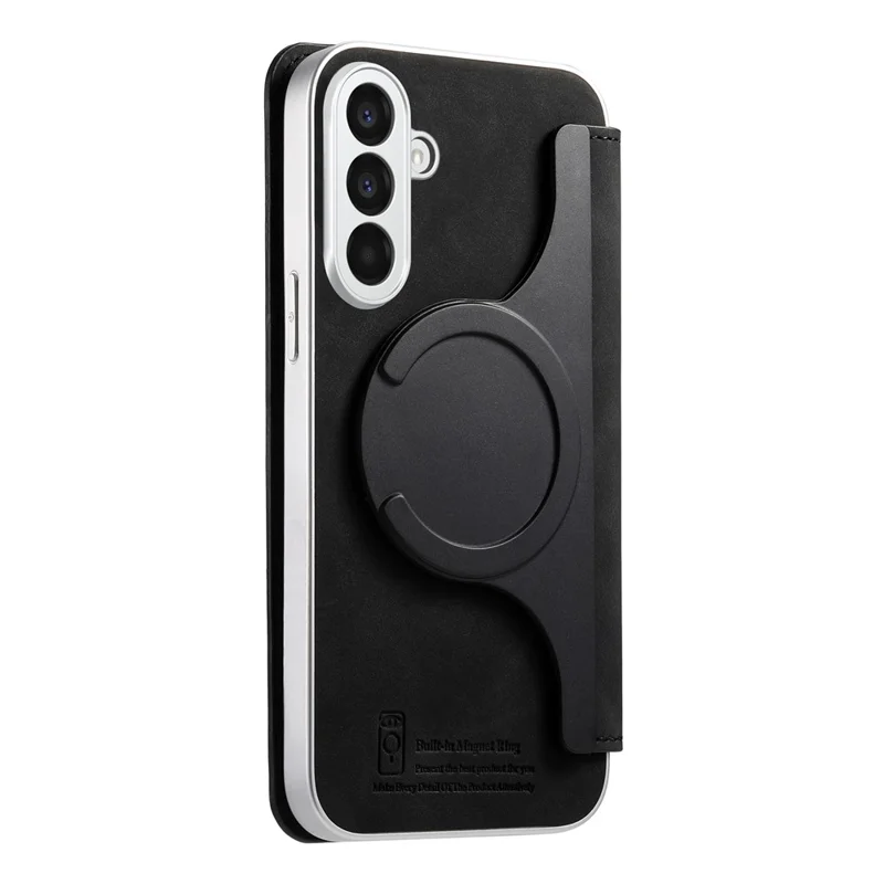 For Samsung Galaxy A27 Leather Case Cross Texture Detachable Magnetic Phone Cover Wallet Stand - Black