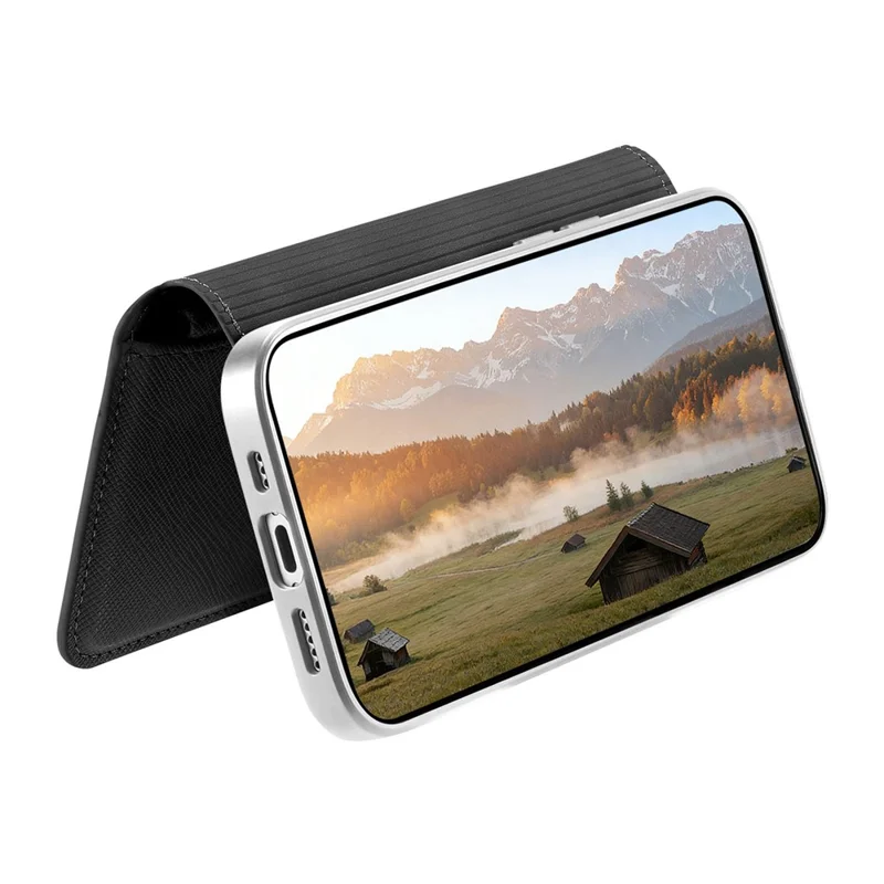 For Samsung Galaxy A27 Leather Case Cross Texture Detachable Magnetic Phone Cover Wallet Stand - Black