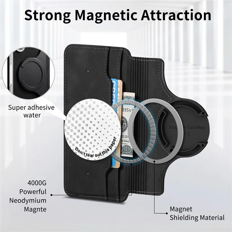 For Samsung Galaxy A27 Leather Case Cross Texture Detachable Magnetic Phone Cover Wallet Stand - Black