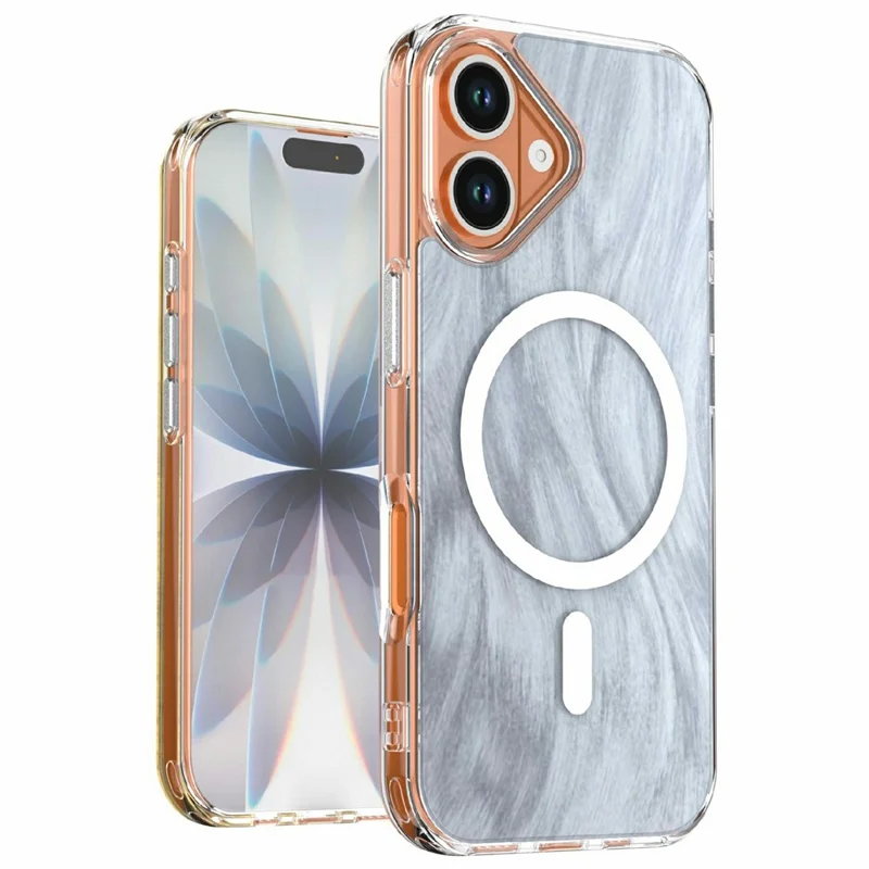 Voor iPhone 16 Magnetische Hoes Foxtail-patroon TPU + Acryl Stootvrije Telefoonhoes - Wit