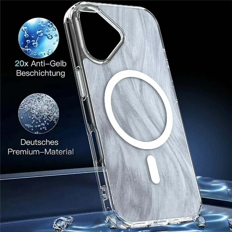 Voor iPhone 16 Magnetische Hoes Foxtail-patroon TPU + Acryl Stootvrije Telefoonhoes - Wit