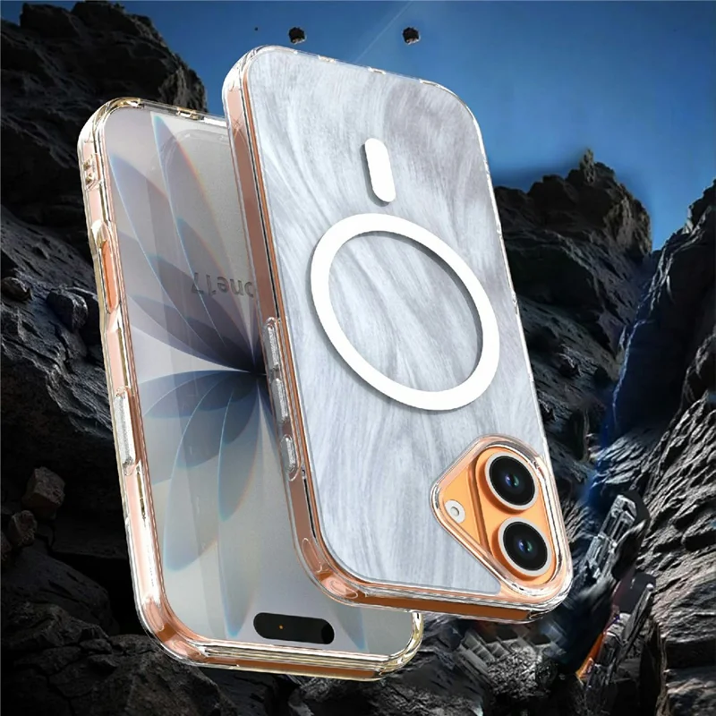 Voor iPhone 16 Magnetische Hoes Foxtail-patroon TPU + Acryl Stootvrije Telefoonhoes - Wit