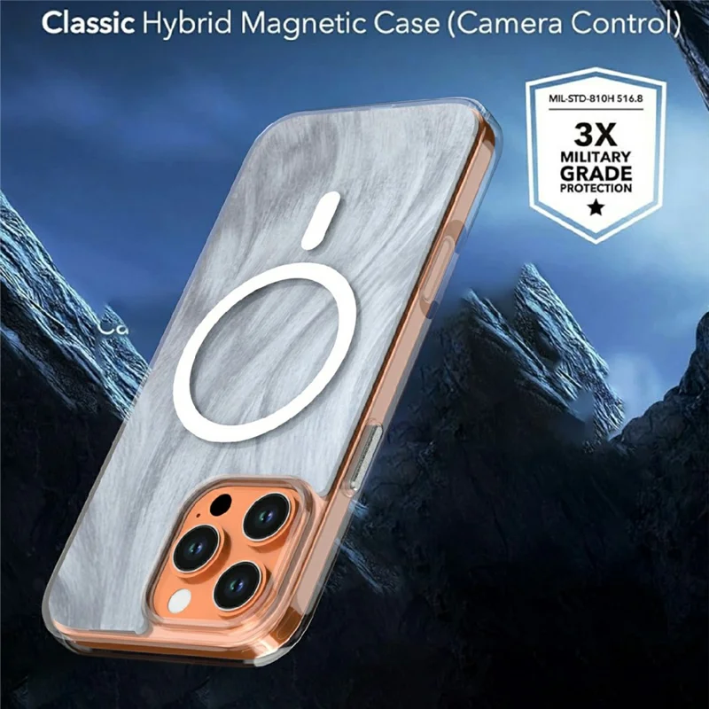 For iPhone 16 Pro Max Magnetic Case Foxtail Pattern TPU + Acrylic Shockproof Phone Cover - White