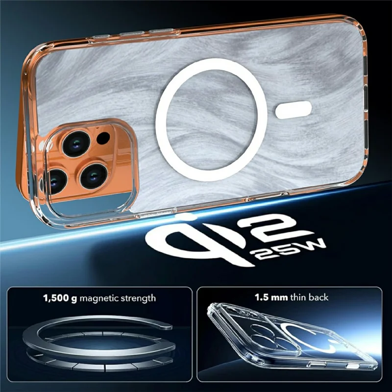 For iPhone 16 Pro Max Magnetic Case Foxtail Pattern TPU + Acrylic Shockproof Phone Cover - White