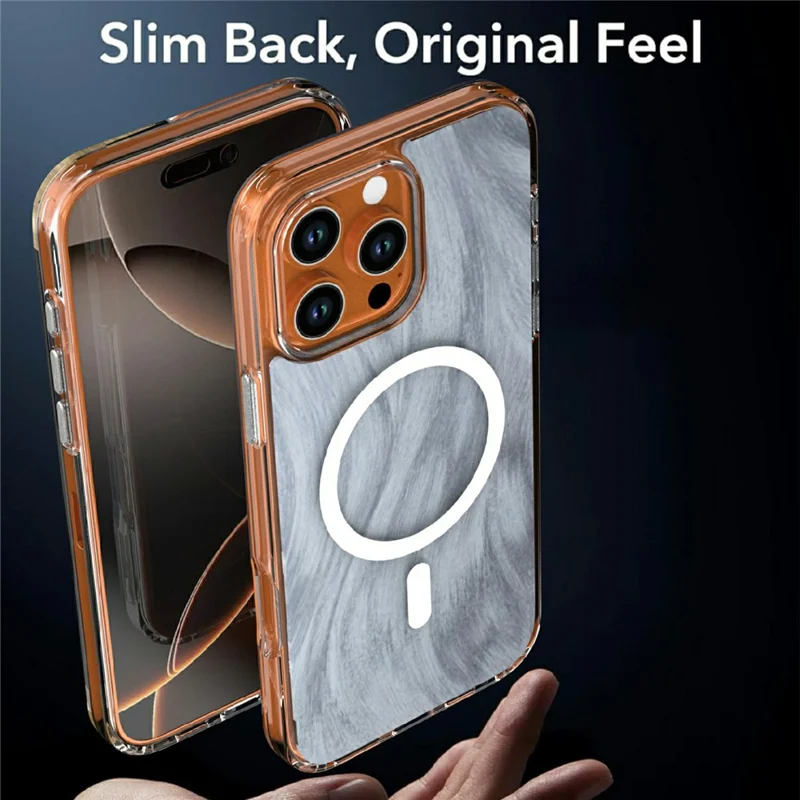 For iPhone 16 Pro Max Magnetic Case Foxtail Pattern TPU + Acrylic Shockproof Phone Cover - White