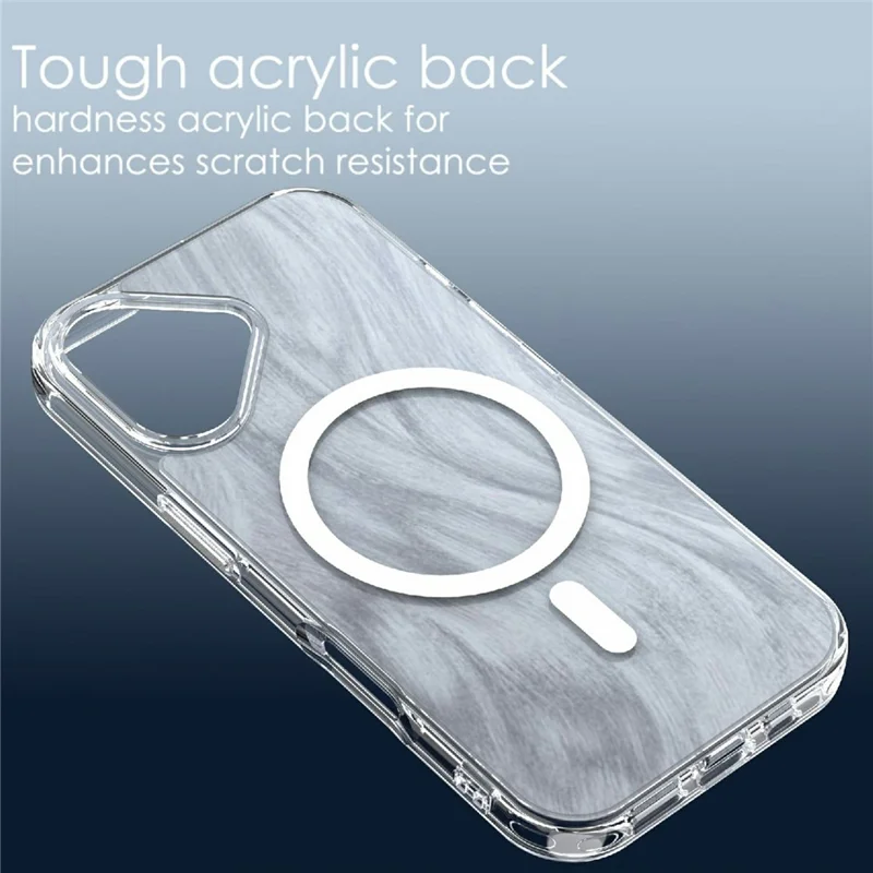 För iPhone 17 Magnetisk Hörselapparat Fjällrävsvansmönster TPU + Akryl Chockbeständig Telefonhölje - Vit