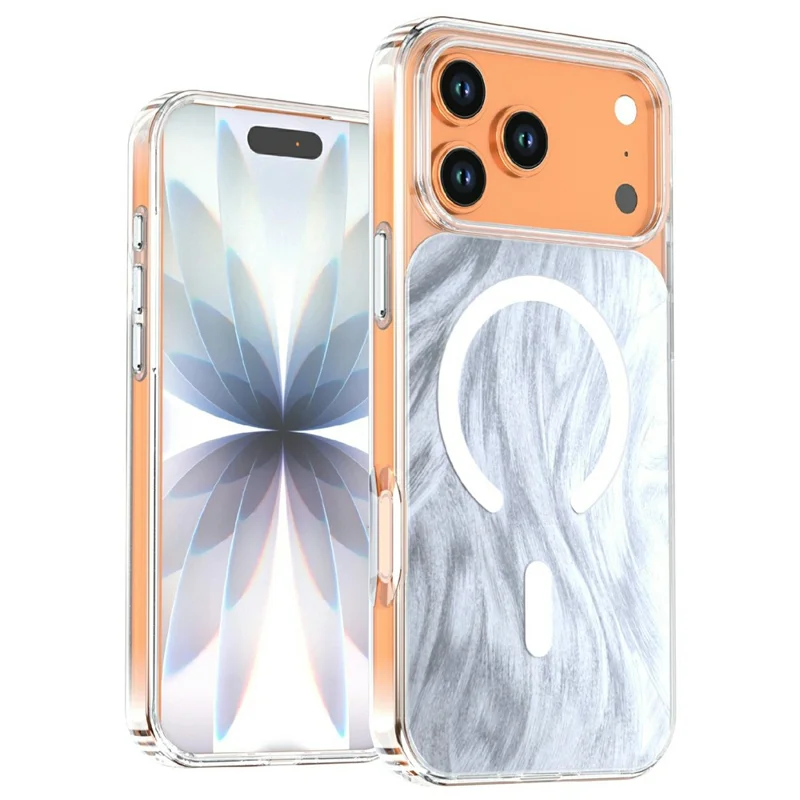För iPhone 17 Pro Max Magnetisk Skärm Färgspelat mönster TPU + Akryl Chockabsorberande Skal - Vit