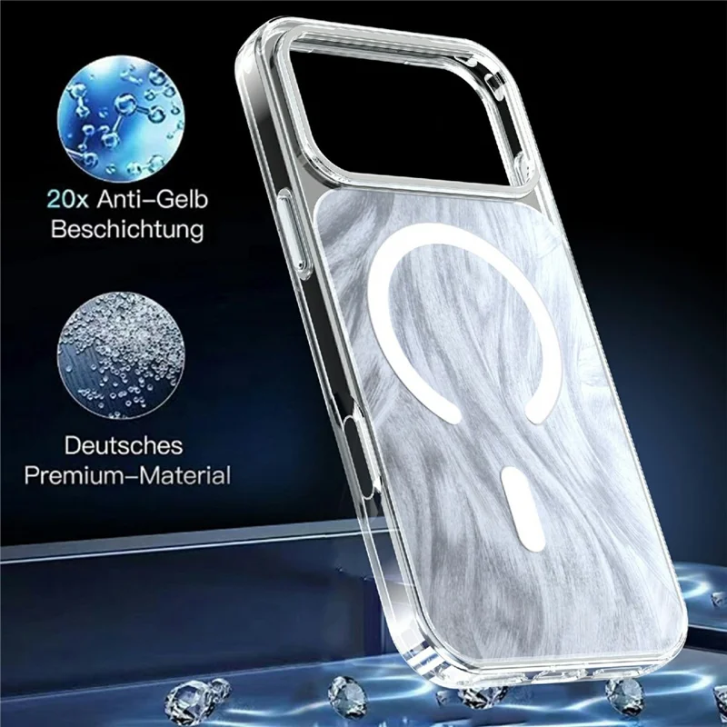 För iPhone 17 Pro Max Magnetisk Skärm Färgspelat mönster TPU + Akryl Chockabsorberande Skal - Vit