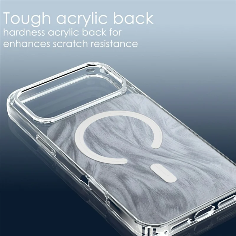 För iPhone 17 Pro Max Magnetisk Skärm Färgspelat mönster TPU + Akryl Chockabsorberande Skal - Vit
