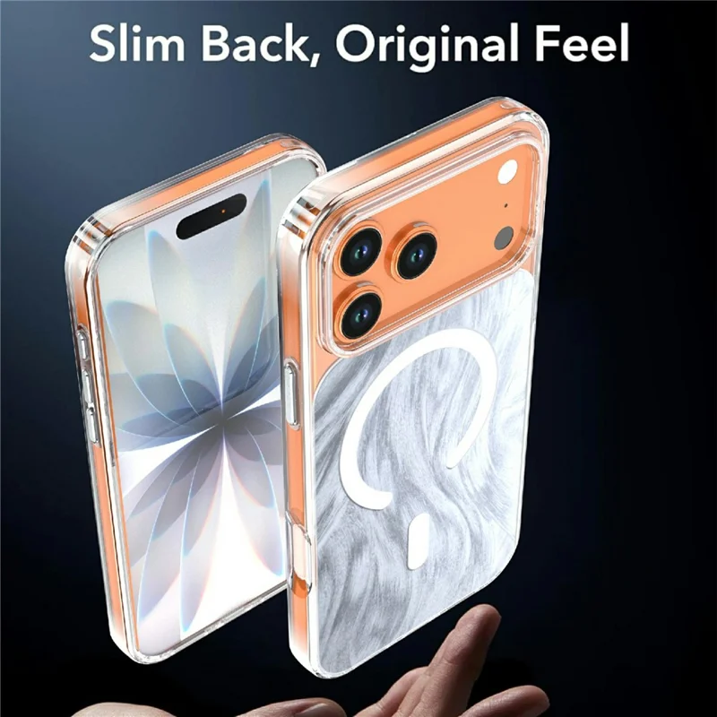 För iPhone 17 Pro Max Magnetisk Skärm Färgspelat mönster TPU + Akryl Chockabsorberande Skal - Vit