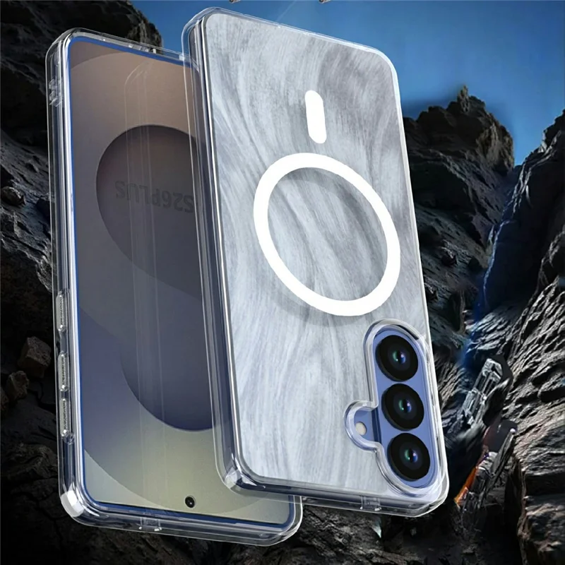 Für Samsung Galaxy S26+ Magnetische Hülle Fuchsschwanzmuster TPU + Acryl Stoßfester Handy-Schutz - Weiß