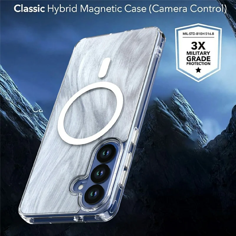 Für Samsung Galaxy S26+ Magnetische Hülle Fuchsschwanzmuster TPU + Acryl Stoßfester Handy-Schutz - Weiß