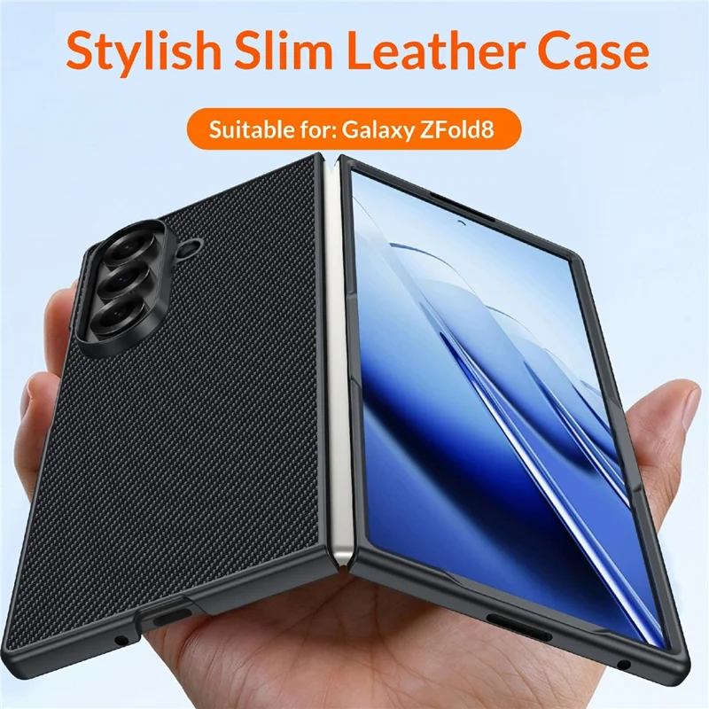 For Samsung Galaxy Z Fold8 Ultra Case Leather + PC Hard Phone Cover Carbon Fiber Texture - Black  /  Red