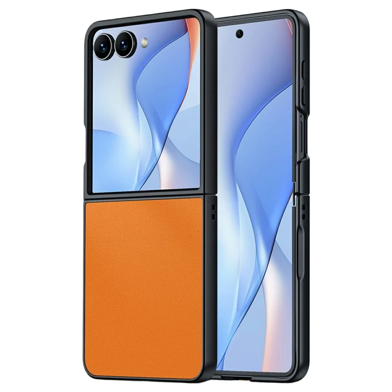Capa para Samsung Galaxy Z Flip8 em PU Pele Revestida PC Anti-Queda para Telemóvel Dobrável - Laranja