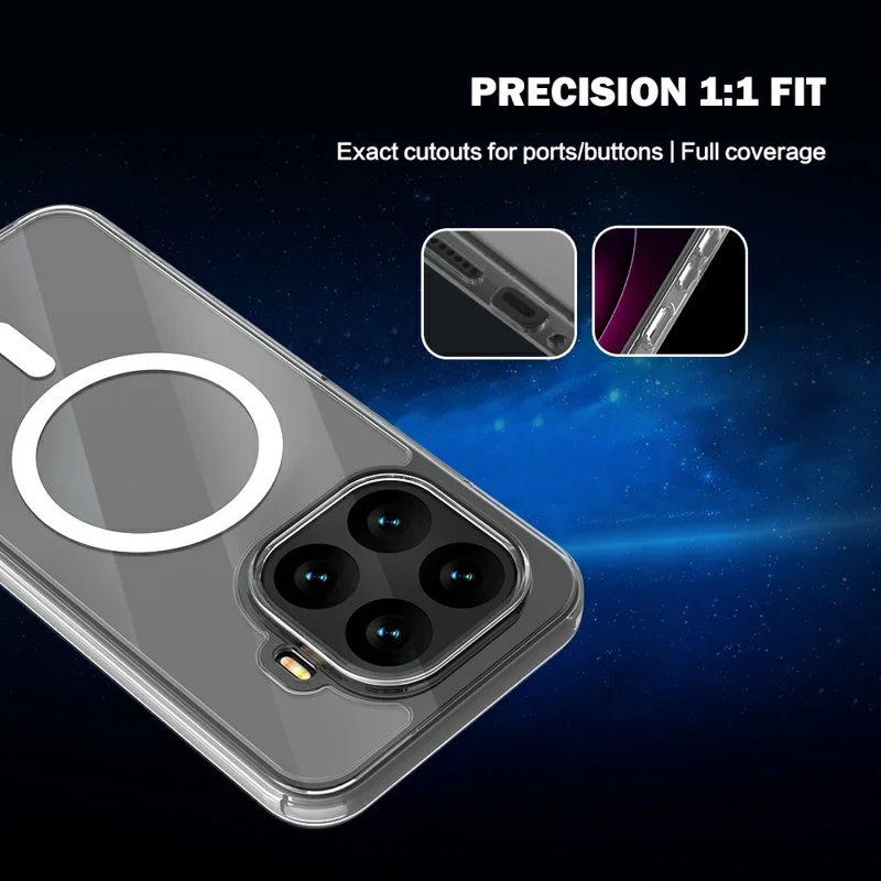 LEREACH Serie TOC per Xiaomi 17T Custodia Magnetica TPU + Copertura in Acrilico per Telefono - Trasparente