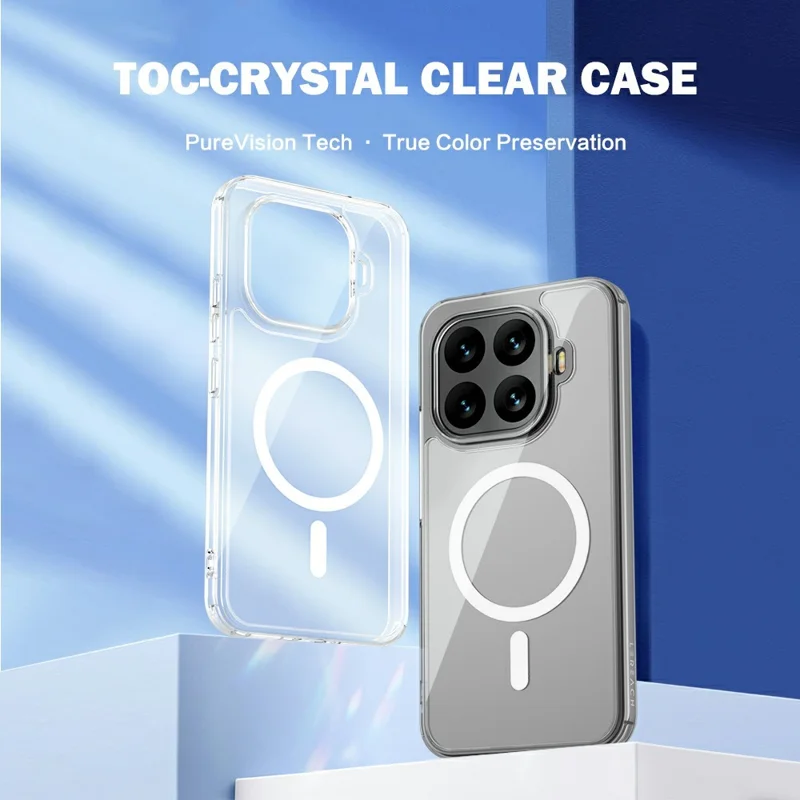 LEREACH Serie TOC per Xiaomi 17T Custodia Magnetica TPU + Copertura in Acrilico per Telefono - Trasparente