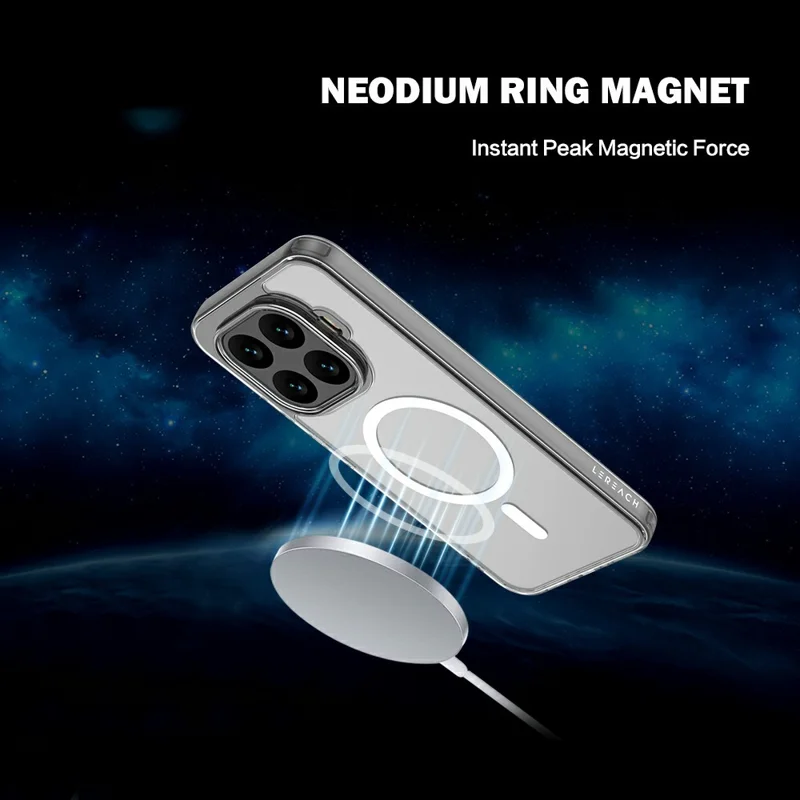 LEREACH Serie TOC per Xiaomi 17T Custodia Magnetica TPU + Copertura in Acrilico per Telefono - Trasparente