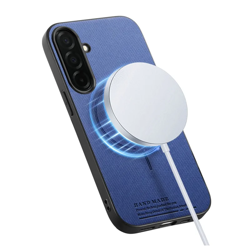 Cover magnetico per Samsung Galaxy A17 5G / A17 4G, texture in tessuto, PC + TPU + pelle PU, protezione antigraffio - Blu