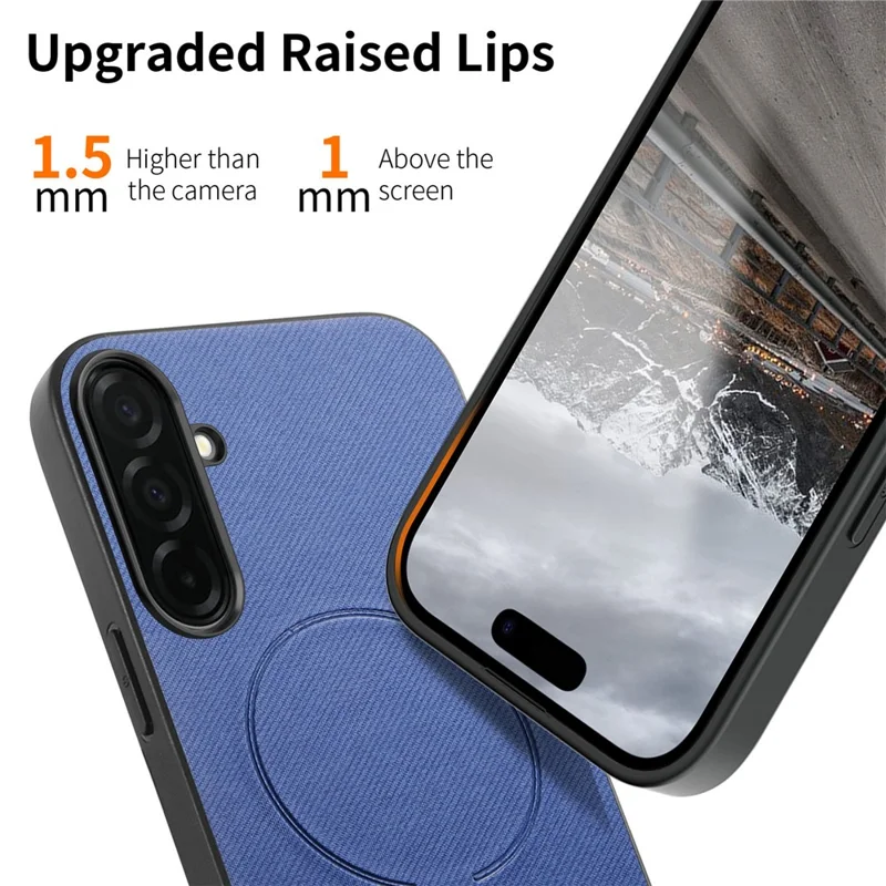 Cover magnetico per Samsung Galaxy A17 5G / A17 4G, texture in tessuto, PC + TPU + pelle PU, protezione antigraffio - Blu