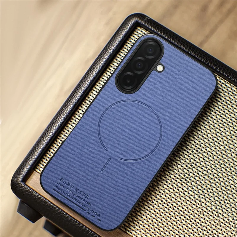 Cover magnetico per Samsung Galaxy A17 5G / A17 4G, texture in tessuto, PC + TPU + pelle PU, protezione antigraffio - Blu