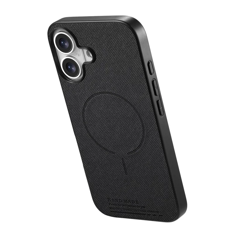For iPhone 17 Magnetic Case Cloth Texture PC + TPU + PU Leather Anti-Scratch Phone Cover - Black