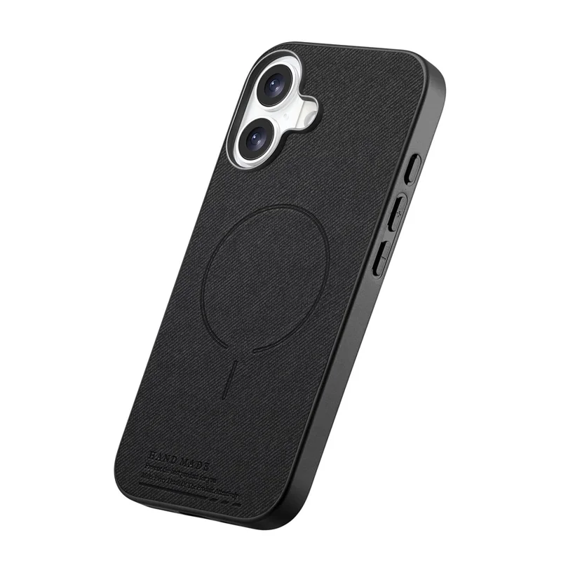For iPhone 17 Magnetic Case Cloth Texture PC + TPU + PU Leather Anti-Scratch Phone Cover - Black