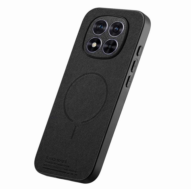 For Xiaomi Redmi Note 15 Pro 5G (Global) Magnetic Case Cloth Texture PC + TPU + PU Leather Anti-Scratch Phone Cover - Black