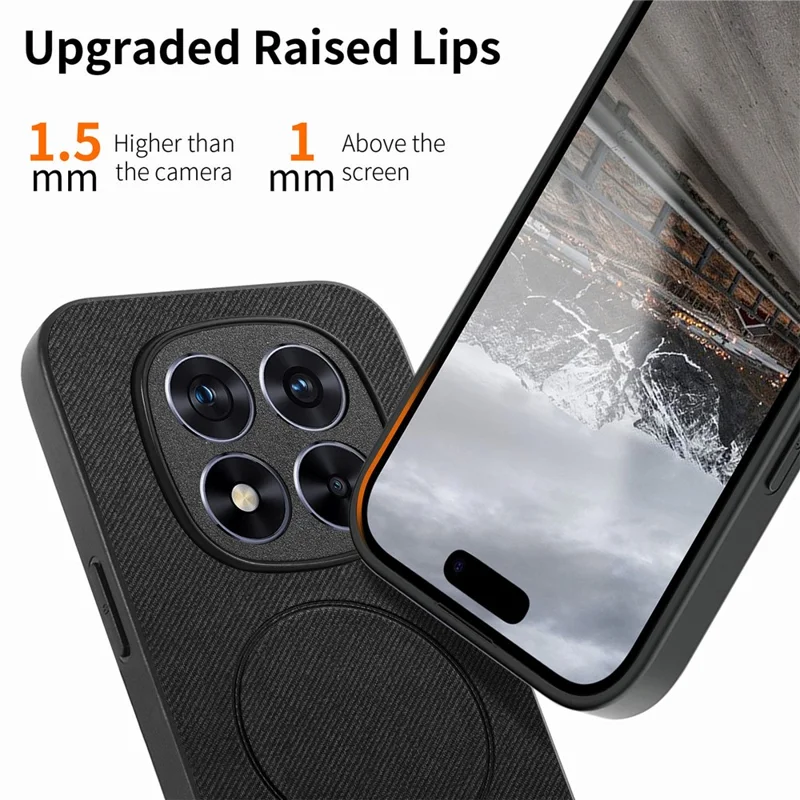 For Xiaomi Redmi Note 15 Pro 5G (Global) Magnetic Case Cloth Texture PC + TPU + PU Leather Anti-Scratch Phone Cover - Black