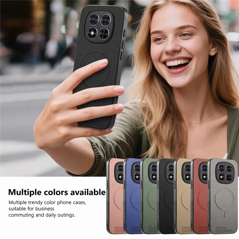 For Xiaomi Redmi Note 15 Pro 5G (Global) Magnetic Case Cloth Texture PC + TPU + PU Leather Anti-Scratch Phone Cover - Black