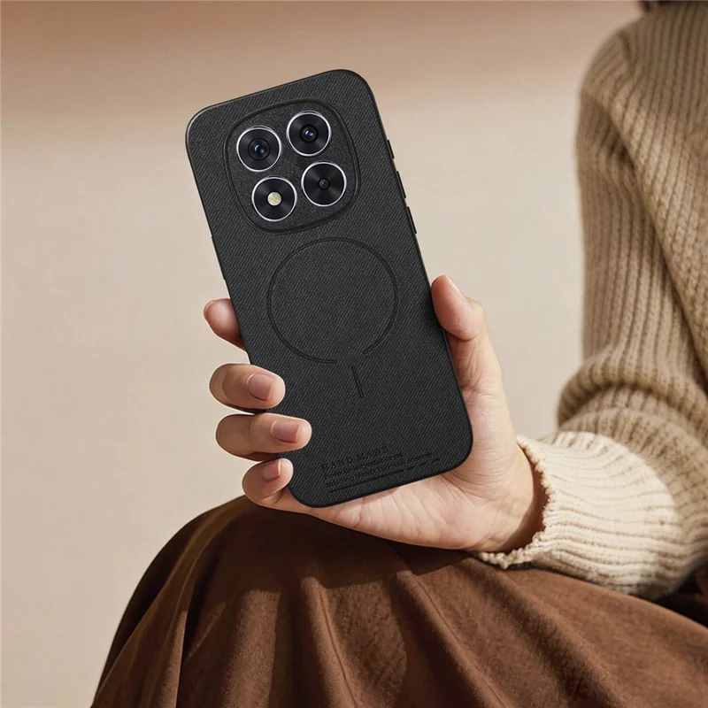 For Xiaomi Redmi Note 15 Pro 5G (Global) Magnetic Case Cloth Texture PC + TPU + PU Leather Anti-Scratch Phone Cover - Black