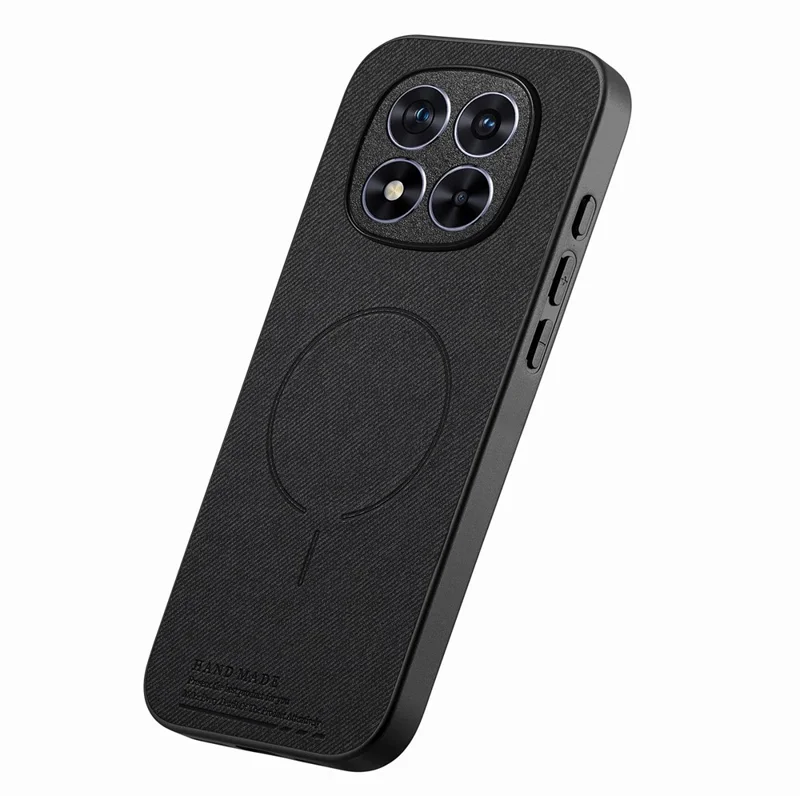 For Xiaomi Redmi Note 15 Pro 4G (Global) Magnetic Case Cloth Texture PC + TPU + PU Leather Anti-Scratch Phone Cover - Black