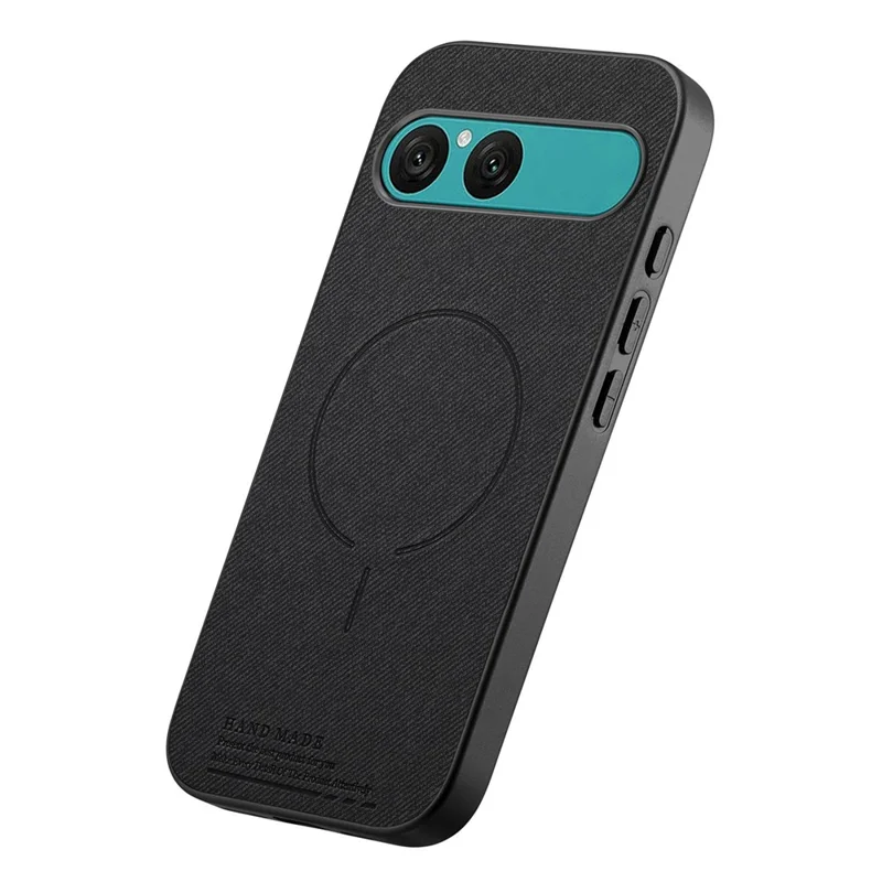 For Sony Xperia 10 VII Magnetic Case Cloth Texture PC + TPU + PU Leather Anti-Scratch Phone Cover - Black