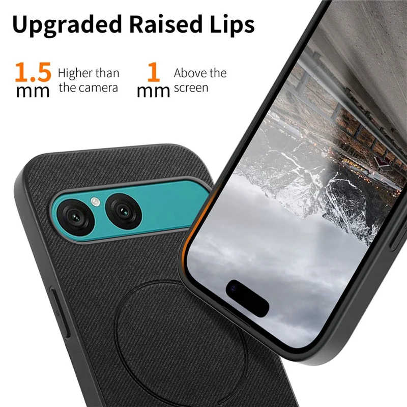 For Sony Xperia 10 VII Magnetic Case Cloth Texture PC + TPU + PU Leather Anti-Scratch Phone Cover - Black