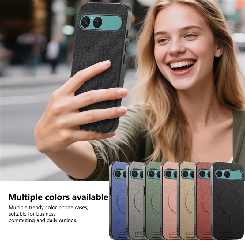 For Sony Xperia 10 VII Magnetic Case Cloth Texture PC + TPU + PU Leather Anti-Scratch Phone Cover - Black