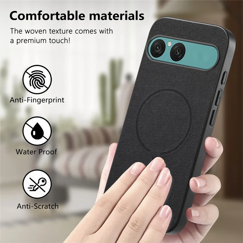 For Sony Xperia 10 VII Magnetic Case Cloth Texture PC + TPU + PU Leather Anti-Scratch Phone Cover - Black