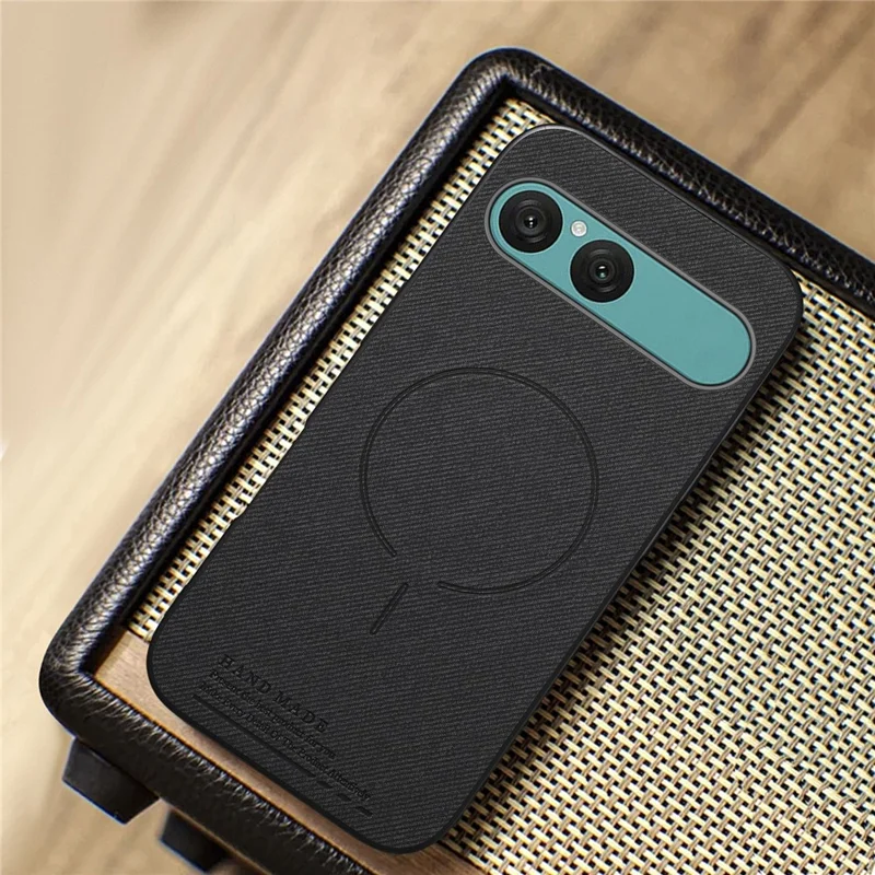 For Sony Xperia 10 VII Magnetic Case Cloth Texture PC + TPU + PU Leather Anti-Scratch Phone Cover - Black