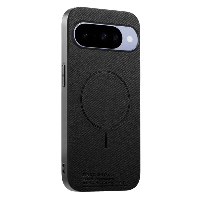 For Google Pixel 10 Pro  /  Pixel 10 Magnetic Case Cloth Texture PC + TPU + PU Leather Anti-Scratch Phone Cover - Black