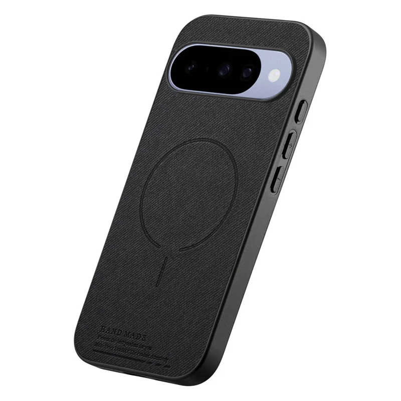 For Google Pixel 10 Pro  /  Pixel 10 Magnetic Case Cloth Texture PC + TPU + PU Leather Anti-Scratch Phone Cover - Black