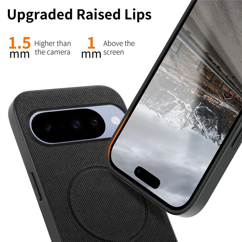 For Google Pixel 10 Pro  /  Pixel 10 Magnetic Case Cloth Texture PC + TPU + PU Leather Anti-Scratch Phone Cover - Black