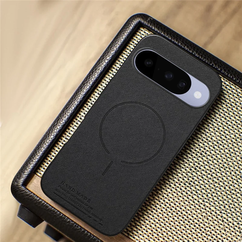 For Google Pixel 10 Pro  /  Pixel 10 Magnetic Case Cloth Texture PC + TPU + PU Leather Anti-Scratch Phone Cover - Black