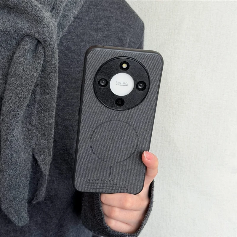 For Honor X70 5G  /  X9d 5G  /  Magic8 Lite 5G Magnetic Case Cloth Texture PC + TPU + PU Leather Anti-Scratch Phone Cover - Black
