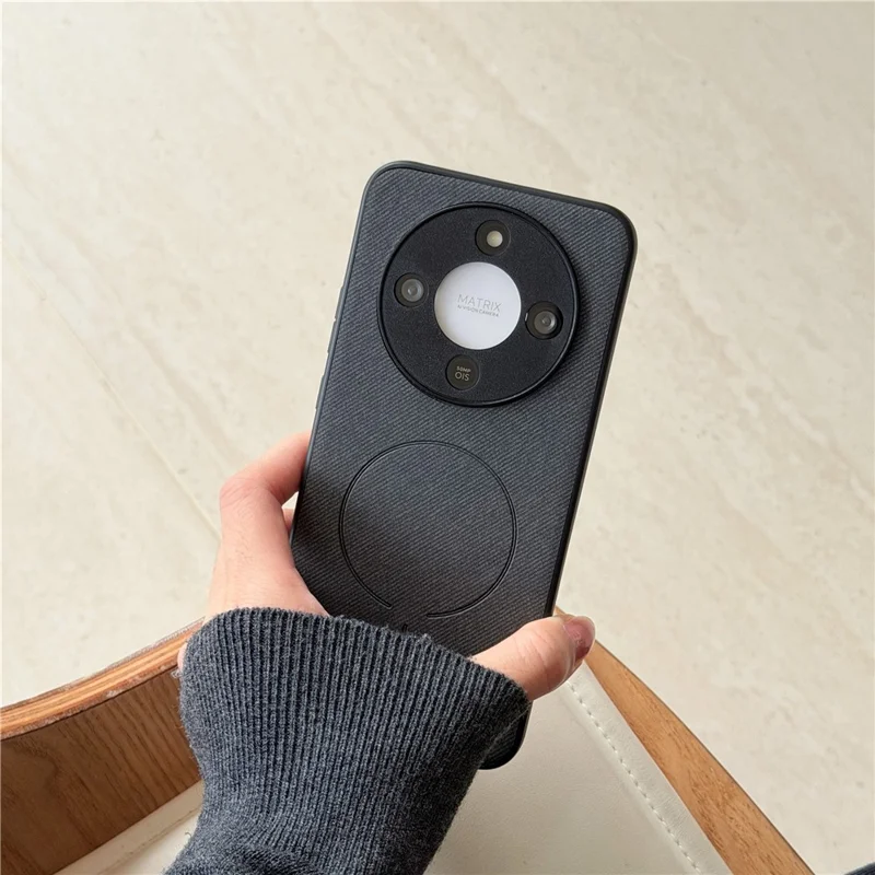 For Honor X70 5G  /  X9d 5G  /  Magic8 Lite 5G Magnetic Case Cloth Texture PC + TPU + PU Leather Anti-Scratch Phone Cover - Black