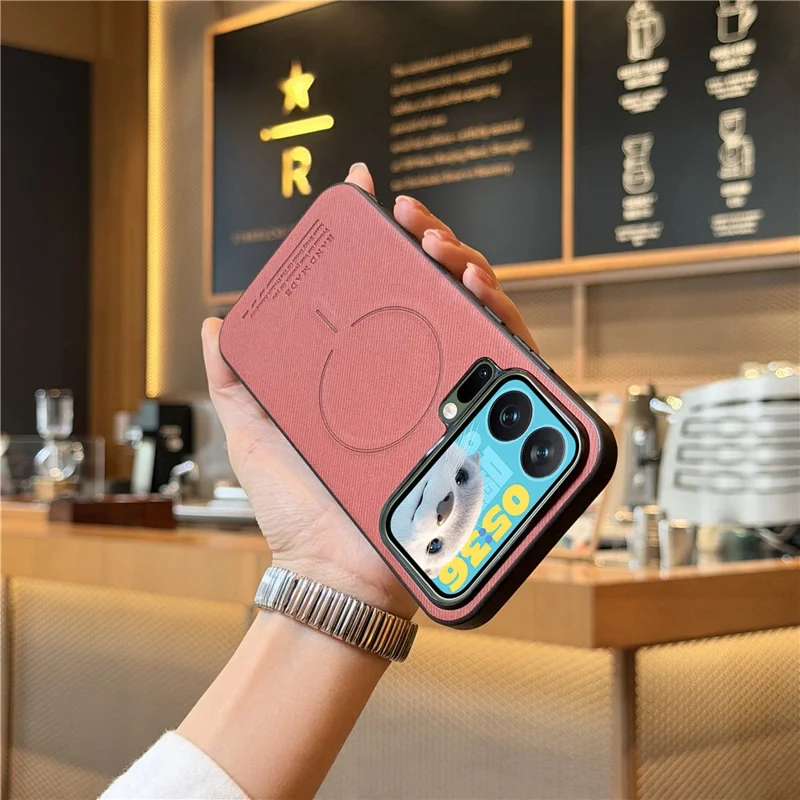 For Xiaomi 17 Pro Magnetic Case Cloth Texture PC + TPU + PU Leather Anti-Scratch Phone Cover - Brownish Red
