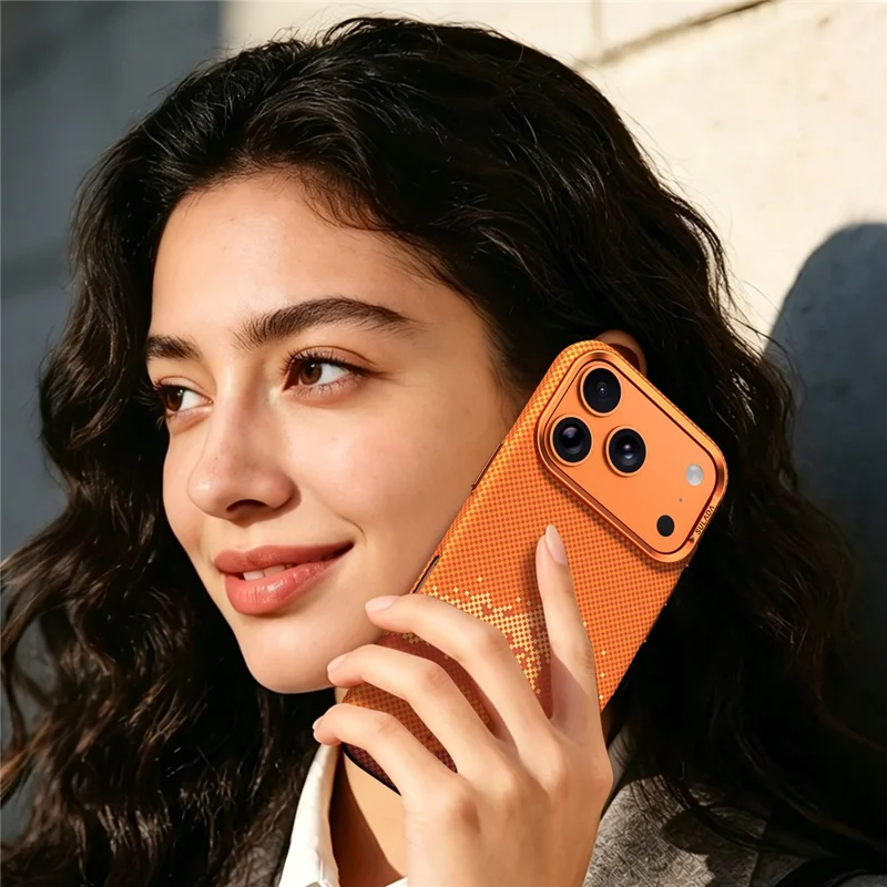 SULADA for iPhone 17 Pro Max Case Golden Mountain Pattern Skin-Feel Hard PC Slim Phone Cover - Orange