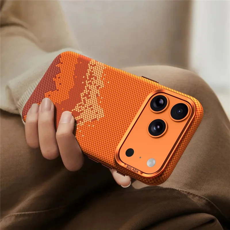 SULADA for iPhone 17 Pro Max Case Golden Mountain Pattern Skin-Feel Hard PC Slim Phone Cover - Orange