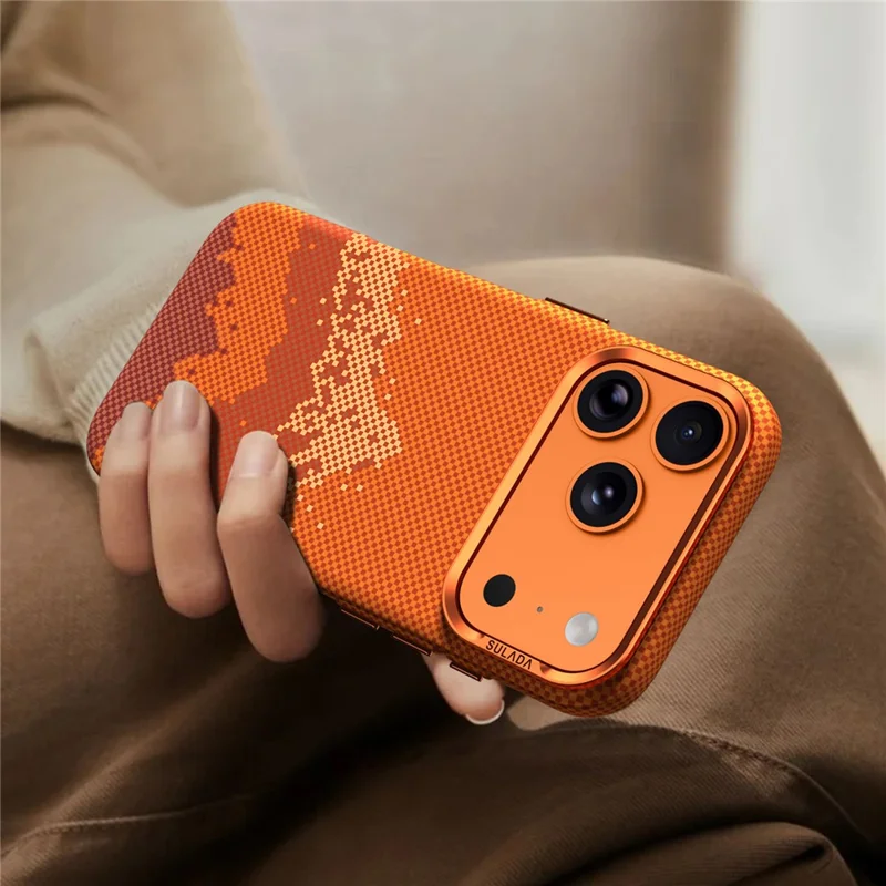 SULADA for iPhone 17 Pro Case Golden Mountain Pattern Skin-Feel Hard PC Slim Phone Cover - Orange